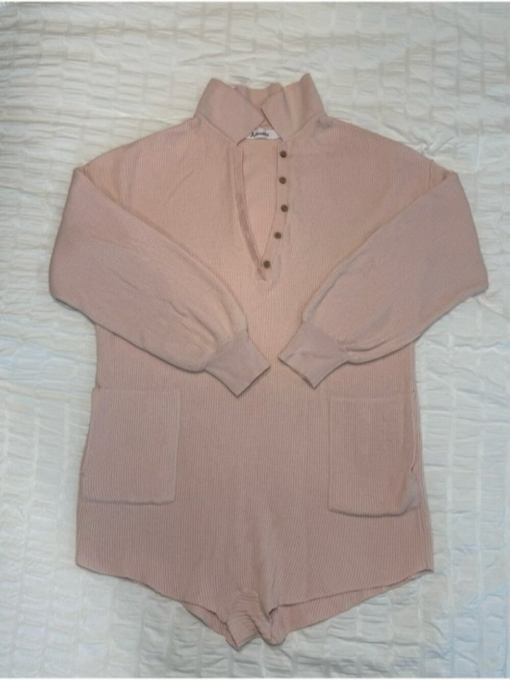 Cozy Ribbed Romper - Blush - Picture 1 of 2